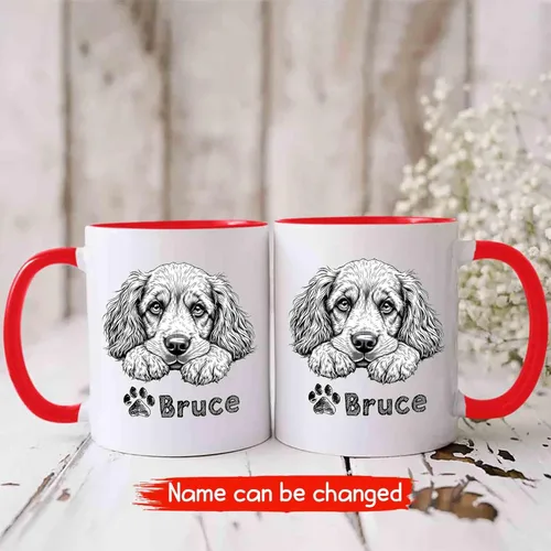 Vista 2 de Taza de café de perro Cocker Spaniel americano con nombre personalizado, tazas personalizadas de perro Cocker Spaniel americano, regalos de Cocker