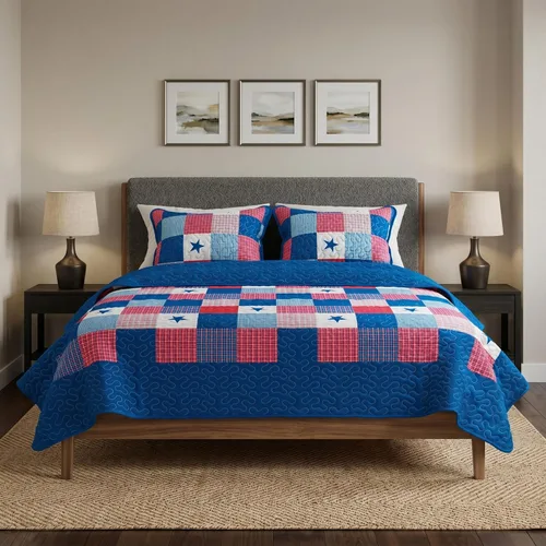 Vista 6 de Juego de edredón Caroline de Lavish Home, 2 piezas, Algodón, Azul, gemelo