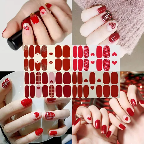Vista 3 de TailaiMei 12 hojas de calcomanías adhesivas de arte de uñas para el día de San Valentín, tiras completas con 2 limas de uñas para calcomanías