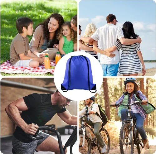 Vista 6 de KUUQA Mochila con cordón, bolsa de almacenamiento para escuela, gimnasio, viajes, Azul, Viajar