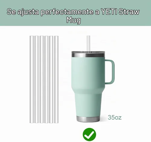 Vista 2 de Paquete de 6 pajitas para vaso YETI de 35 onzas, 9.45 pulgadas de largo