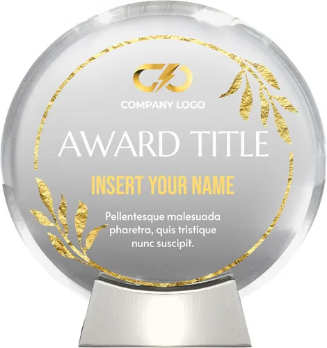 Vista 2 de Basic Fundamentals Placa redonda de cristal de platino personalizada, placa como premios y trofeos, placas para empleados de jubilación del mes