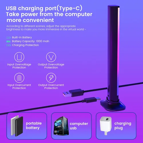 Vista 2 de CIGCAY Luz RGB, lámpara de control de aplicación táctil Bluetooth, lámpara de mesa para sala de estar, accesorios de iluminación portátiles