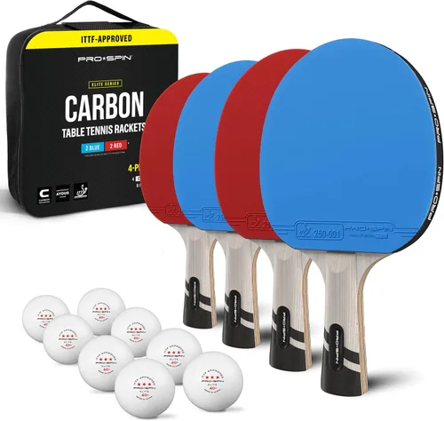 Vista 12 de PRO-SPIN Ping Pong Paddles – ITTF Approved Professional Table Tennis Rackets with Carbon Fiber for Superior Control 7-Ply Blade, Premium Rubber