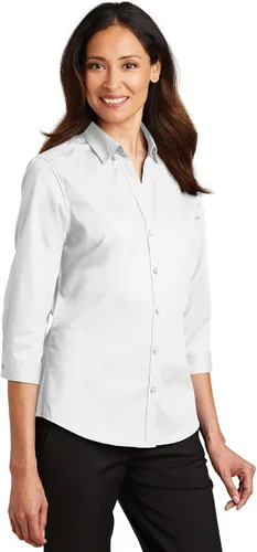 Vista 4 de Port Authority Camisa de sarga SuperPro de manga 34 para mujer