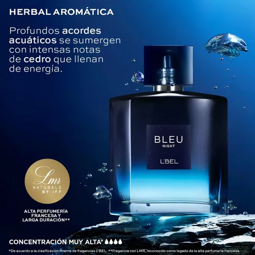 Vista 5 de L'Bel - Bleu Intense Night Perfume para Hombre Larga Duración 3.4 fl oz