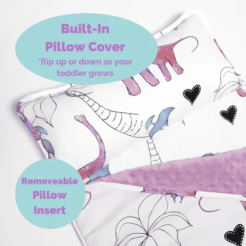 Vista 5 de JumpOff Jo - Tapete para siesta para niños, saco de dormir para niños con almohada extraíble y manta ultrasuave para preescolar, guardería y fiestas