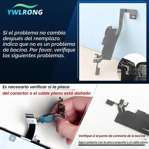 Vista 3 de Altavoz auricular para iPhone 13 - Reemplazo con luz, sensor de proximidad, cable flexible y herramientas