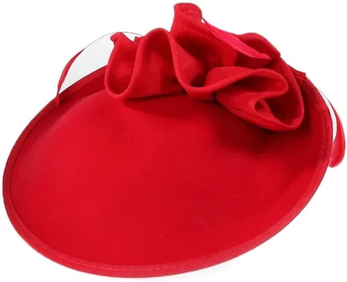 Vista 2 de F FADVES Tocado de lana para boda, sombreros de fieltro de fieltro para mujer, sombrero de inclinación de la iglesia del Derby de la flor
