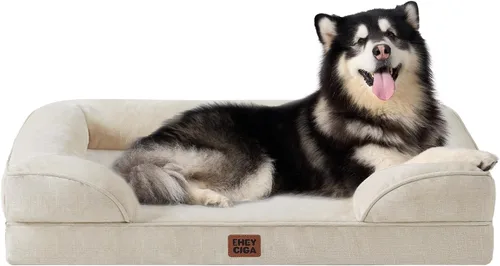 Vista 29 de EHEYCIGA – Cama ortopédica impermeable para perros pequeños, de espuma viscoelástica tipo caja de huevos, con bordes elevados y base antideslizante