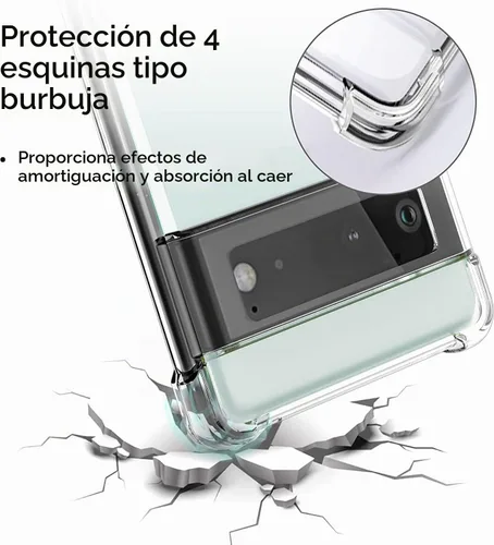 Vista 2 de KIOMY Funda para Google Pixel 6a, diseño híbrido con amortiguación de choques, cubierta protectora, parte trasera de PC rígida + bisel elevado