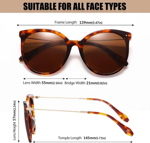 Vista 3 de DUCO Gafas de sol clásicas redondas polarizadas para mujer, gafas de sol retro UV400, DC2340