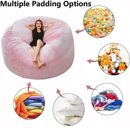 Vista 4 de NAZARR Puf para adultos (sin relleno), silla de puf gigante, sillas de puf grandes, funda para silla puff grande, silla puff para adultos de 5 pies
