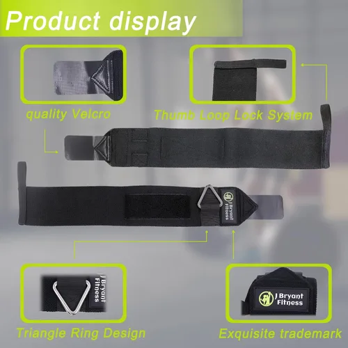 Vista 3 de Muñequeras con anillo triangular para levantamiento de pesas, accesorio de cable de gimnasio, correas de soporte de muñeca para entrenamiento