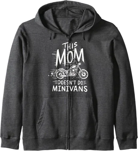 Vista 4 de This Mom Do't Do Minivans - Sudadera con capucha y cremallera para la familia, Negro