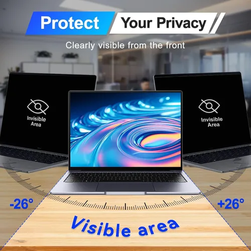 Vista 2 de Pantalla magnética de privacidad para laptop de 14 pulgadas, pantalla 16:9, protector de privacidad extraíble para computadora, protector de luz