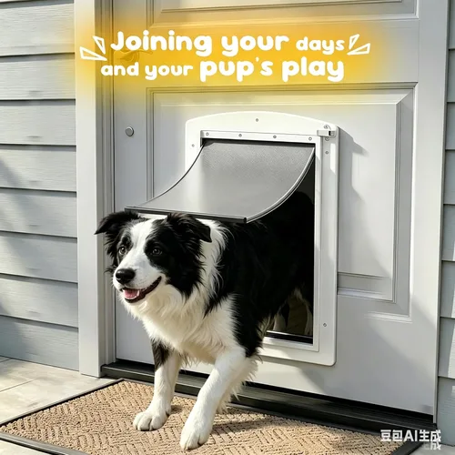 Vista 7 de Puerta de perro grande para puerta, puerta de perro de metal con panel de bloqueo Doggie Doors for Large Dogs with Magnetic Flap,Anti Theft