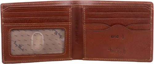 Vista 9 de Tony Perotti Cartera plegable de cuero para hombre, ventana de Negro