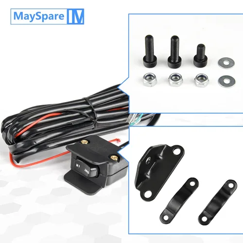 Vista 3 de MaySpare Interruptor de pulgar basculante de cabrestante de 12 V con soporte de montaje para kit de línea de control de manillar ATV UTV
