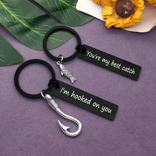 Vista 5 de Vadaka Joyería para el día de San Valentín, joyería para parejas, regalo para amantes de la pesca, regalos para parejas, para él, ella, llavero