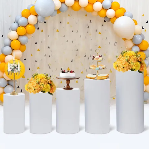 Vista 9 de Soportes cilíndricos para fiesta, 5 piezas, soportes de pedestal cilíndrico para fiestas, soporte de pedestal para decoración, soporte de pastel