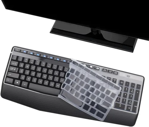 Vista 3 de i-Tensodo Logitech MK345 - Funda para teclado inalámbrico Logitech MK345, 2 unidades, color negro y transparente