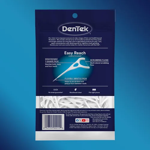 Vista 8 de DenTek Complete Clean - Púas de hilo dental de fácil alcance, sin romper y sin triturar, 75 unidades (el paquete puede variar) Dental Flossers