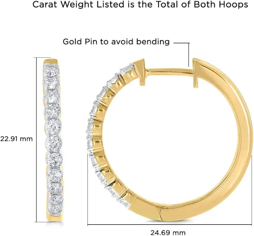 Vista 2 de La Joya Lab Grown Diamond Hoop Earrings for Women 34 - 1 CT TW 925 Sterling Silver Hoop Diamond Earrings The Ideal Pair of Womens Diamond Earrings