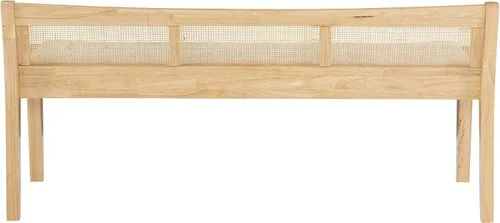 Vista 11 de Powell Kasi - Banco de caña de respaldo bajo natural con asiento tapizado beige