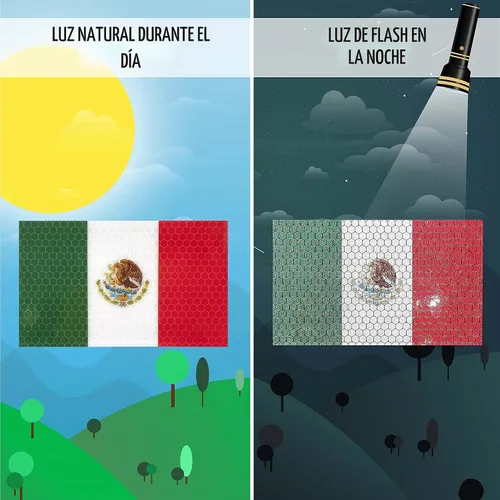 Vista 2 de 3 calcomanías reflectantes de la bandera de México, 5 x 3 pulgadas, calcomanías de México para automóvil, Jeep, camión, automóvil, parachoques