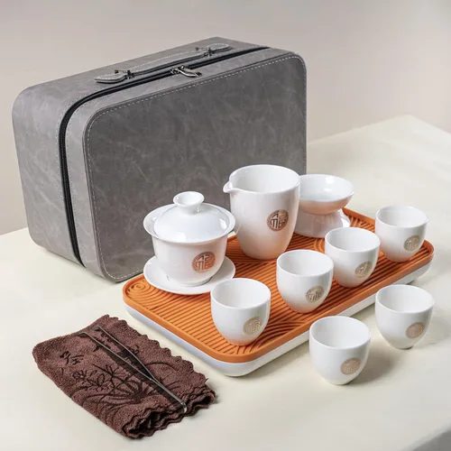 Vista 15 de Juego de té de jade blanco Gaiwan Gongfu chino - 6 tazas estilo japonés en casa