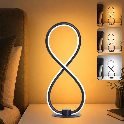 Vista 12 de Lámpara de Mesa Rosa, Lámpara de Escritorio Corazón Ajustable Sin Escalas 3CCT 2700K/4000K/6500K con Adaptador USB, Pequeña Lámpara de Noche
