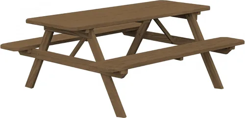 Vista 4 de Amish-Made - Mesa de picnic rectangular de pino para exteriores de 44 pulgadas con bancos adjuntos, color negro Negro (Black Paint)