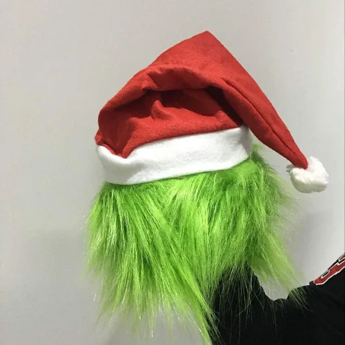 Vista 2 de Christmas Cosplay mask green Cosplay gloves accessory mask Halloween latex full head mask