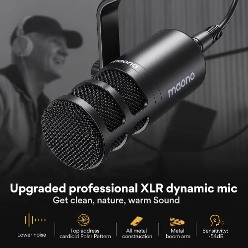 Vista 13 de MAONO Kit de Equipo de Podcast Interfaz de Audio de 10 Canales y Micrófono Dinámico XLR MaonoCaster con Preamplificador Profesional, 48V, Bluetooth