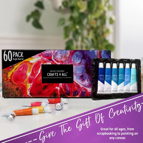 Vista 7 de Crafts 4 All Juego de pintura acrílica – Paquete de 60 pinturas artísticas de 0.4 fl oz para lienzo, decoración de pintura, madera, cerámica