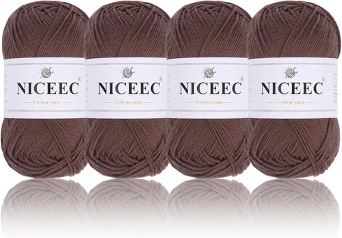 Vista 28 de NICEEC - 4 madejas de algodón suave para bebé, color gris púrpura 4 capas, manualidades de bricolaje, peso de dedos, hilo de manta para ganchillo