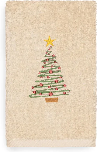 Vista 30 de Toalla de mano bordada de lujo 100% algodón turco, racimo de acebo de Navidad
