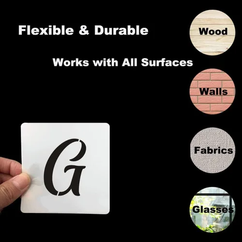 Vista 7 de Plantillas de letras del alfabeto de 1 pulgada para pintar, paquete de 70 plantillas de letras y números con letreros para pintar sobre madera