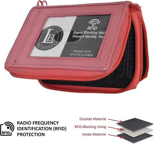 Vista 3 de Leatherboss - Cartera de piel con doble cremallera con seguridad RFID