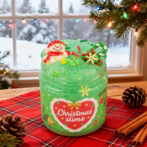 Vista 2 de Slime de Cristal de Navidad Rosa y Verde de 2 Paquetes para Niños, Slime para Medias de Navidad para Niños - Kit de Juguetes de Slime, Regalos