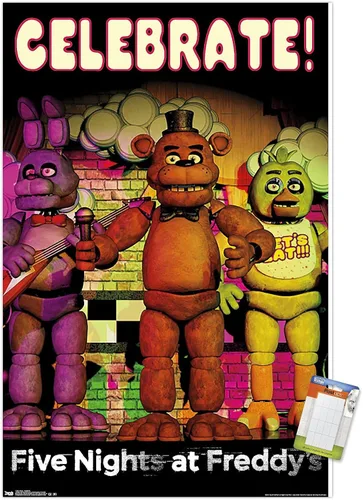 Vista 12 de Trends International Póster de pared de Five Nights at Freddy's - Celebrar la pared, 14.725 x 22.375 pulgadas, versión enmarcada de madera