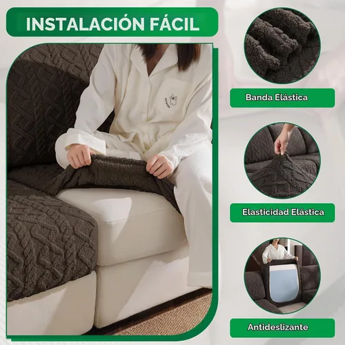 Vista 8 de OHSIO Fundas para cojines de sofá, funda de sofá de felpa súper suave y más gruesa, funda elástica para sofá seccional, funda de sofá para mascotas
