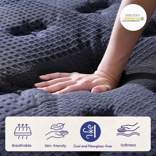 Vista 7 de Colchón tamaño Queen, Colchón Híbrido Deluxe Queen de 12 pulgadas en una caja, Colchones de firmeza media con espuma viscoelástica de gel y resortes