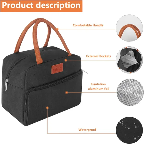 Vista 3 de Ccidea - Lonchera sencilla impermeable, aislada, bolsa grande para llevar comida
