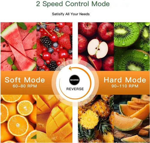 Vista 14 de MegaWise Exprimidor de masticación lenta de prensa en frío, tecnología silenciosa de prensa en frío, modos de doble velocidad, extractor de frutas