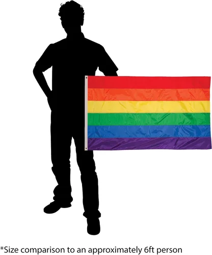 Vista 3 de In the Breeze 3700 - Bandera de arco iris con ojales, 2 x 3 pies