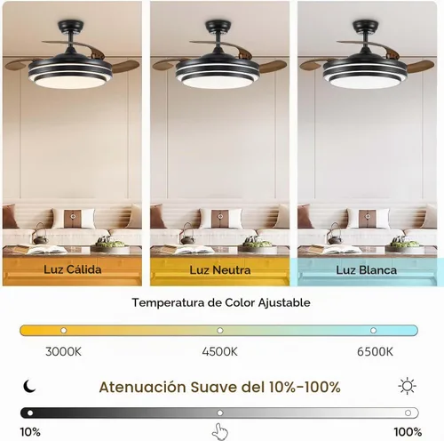 Vista 3 de FIDGRA Ventilador de Techo Fandelier de 42 Pulgadas con Luz, Ventilador de Techo Retráctil con Luces para Dormitorio, Sala de Estar, Comedor