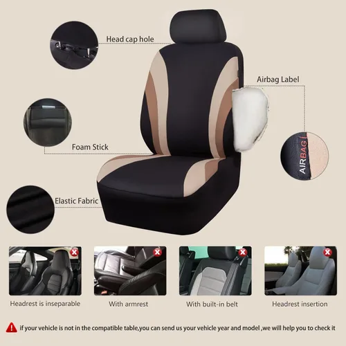 Vista 3 de CAR PASS Line Rider Sporty Cloth 11PCS Asiento de coche cubierta de ajuste universal -100% transpirable con 5 mm de esponja compuesta
