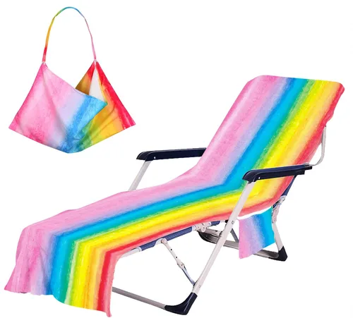 Vista 10 de Funda para silla de playa con bolsillos laterales, acogedora funda para silla de playa de secado rápido, para piscina, playa, jardín, hotel, tomar